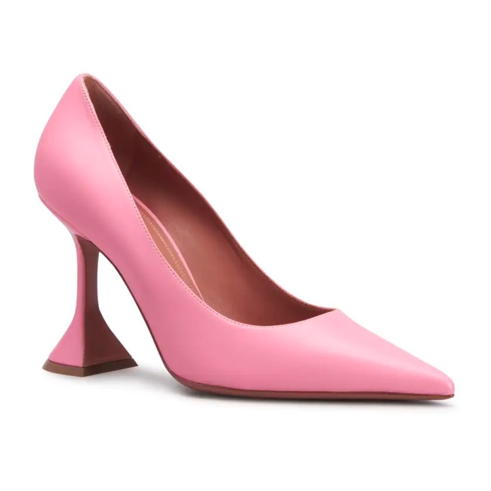 Amina Muaddi Ami Lambskin Pedestal Pumps in Napa Bubble Size 40EU